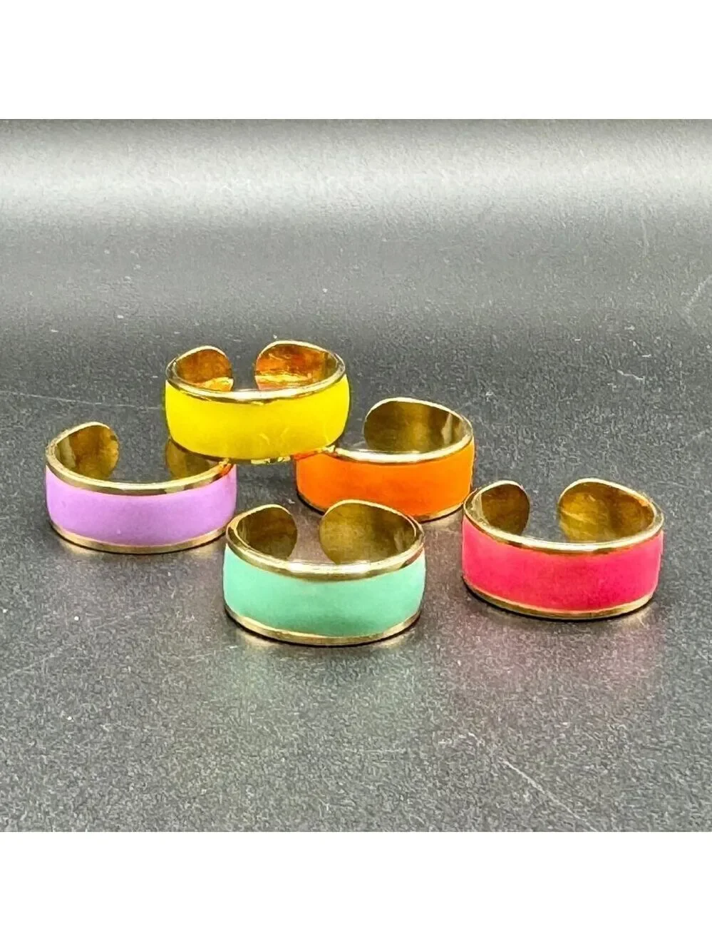 Enamel and Copper Adjustable Stackable Ring #1379
